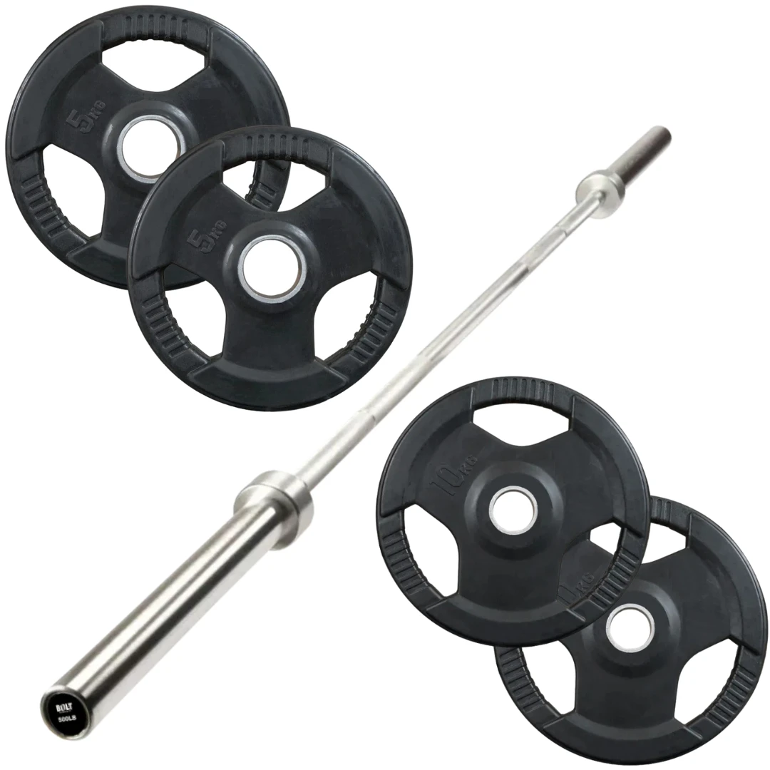 50kg Rubber Plate & Bar Set 2 50kg Rubber Plate & Bar Set - Image 2