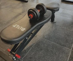 Dumbbell Set -Adjustable (2 X 15kg) -Core Fitness Gear Adjustable dumbbells on 601 bench 2